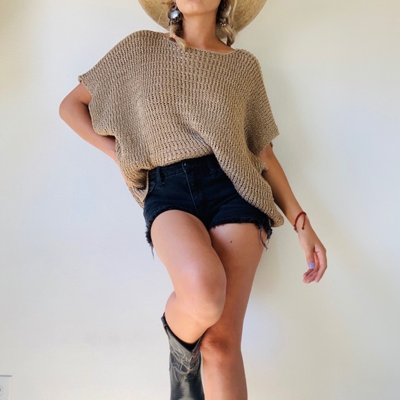Metallic Sand Gold Knitted Blouse - Picture 11 of 14